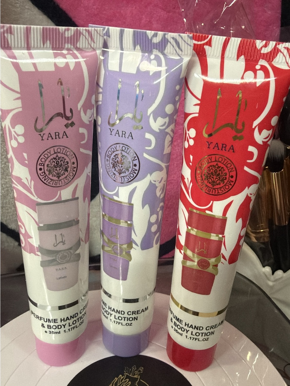 Ara Perfumed Hand Cream & Body Lotion Trio - Red, Pink, Lavender